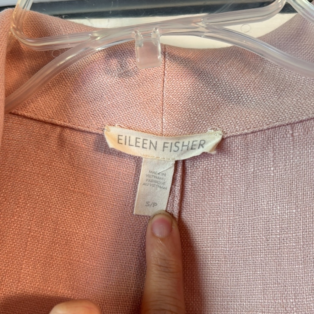 Eileen Fisher Organic Linen Shawl Collar Jacket Dusty Pink Rose Size S - Picture 3 of 15